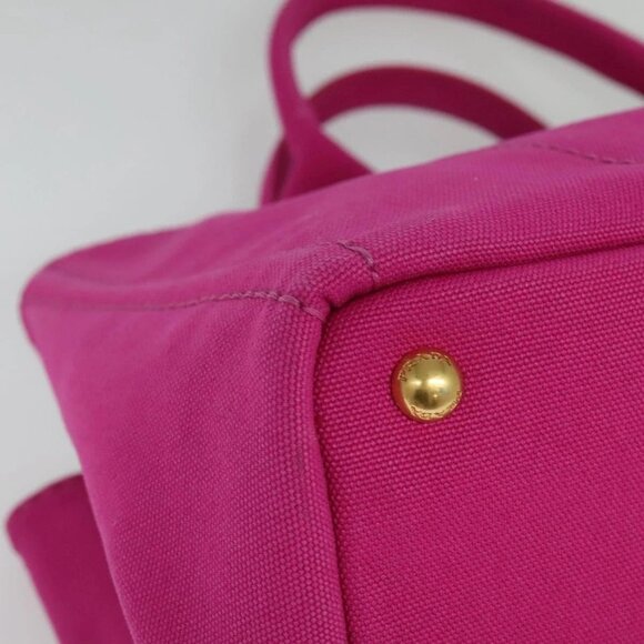 PRADA Canapa GM Hand Bag Canvas Pink Gold Auth 137774 - Picture 5 of 16